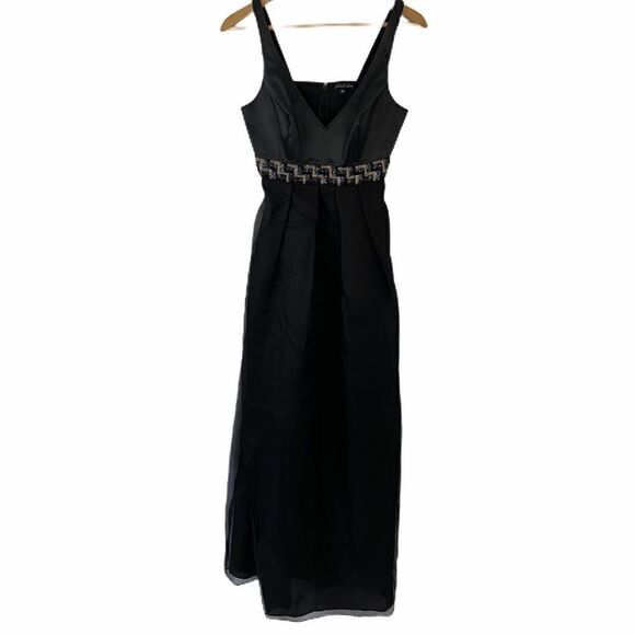 Maria Bianca Nero Formal Black Dress Beaded Bodice - Picture 1 of 9